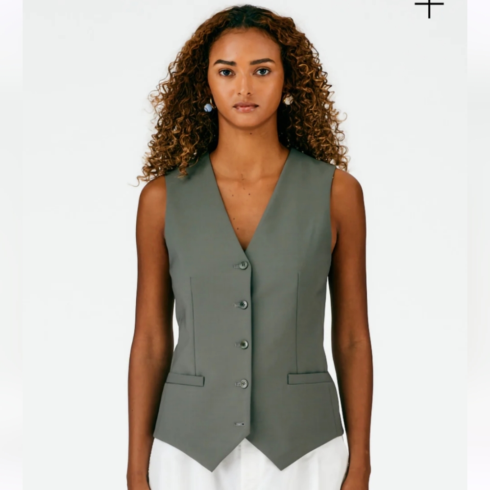 Tibi tropical wool vest Dark Stone size 12